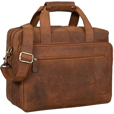 STILORD "Experience" XL leren aktetas voor heren, 15,6 inch, laptoptas, zakelijk, aktetas, schoudertas, werk, kantoor, lus, trolley, echt leer, kleur: cognac donkerbruin, Tan Bruin Donker, XL STILORD "Experience" XL leren aktetas voor heren, 15,6 inch, laptoptas, zakelijk, aktetas, schoudertas, werk, kantoor, lus, trolley, echt leer, kleur: cognac donkerbruin, Tan Bruin Donker, XL