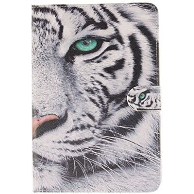 SATURCASE Flip case van PU-leer, portemonneehoesje met standaard en kaartvakken, cool tijgerpatroon SATURCASE Flip case van PU-leer, portemonneehoesje met standaard en kaartvakken, cool tijgerpatroon