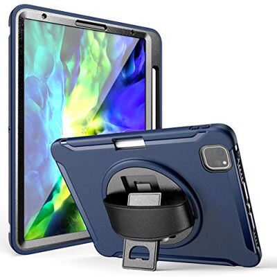 KARYLAX Volledige bescherming, schokbestendig, volledige beschermhoes voor en achter, met standfunctie (donkerblauw) voor Apple iPad Pro 12.9 (2018-2020) KARYLAX Volledige bescherming, schokbestendig, volledige beschermhoes voor en achter, met standfunctie (donkerblauw) voor Apple iPad Pro 12.9 (2018-2020)