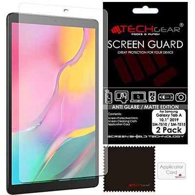 TECHGEAR [2 stuks displaybeschermfolies met anti-reflectie, compatibel met Samsung Galaxy Tab A 10,1 inch 2019 (SM-T510 / SM-T515), anti-reflectie/matte displaybeschermfolie met doek en app-kaart TECHGEAR [2 stuks displaybeschermfolies met anti-reflectie, compatibel met Samsung Galaxy Tab A 10,1 inch 2019 (SM-T510 / SM-T515), anti-reflectie/matte displaybeschermfolie met doek en app-kaart