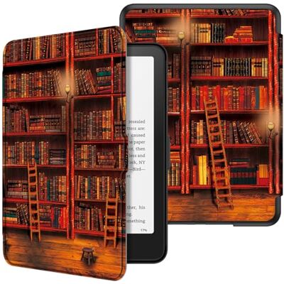 FINTIE Hoesje voor 7 inch Kindle Paperwhite 2024 (12e generatie) en Kindle Colorsoft Signature Edition (1e generatie), dunne en lichte beschermhoes, automatische aan/uit-hoes, bibliotheek FINTIE Hoesje voor 7 inch Kindle Paperwhite 2024 (12e generatie) en Kindle Colorsoft Signature Edition (1e generatie), dunne en lichte beschermhoes, automatische aan/uit-hoes, bibliotheek