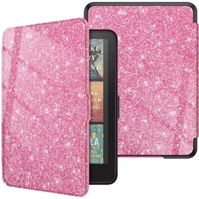 FINTIE Hoesje voor Kindle Paperwhite (12e generatie, 2024) en Kindle Colorsoft Signature Edition 7 inch Slanke en lichte PU-lederen hoes met automatische slaap/wake, magenta glitter FINTIE Hoesje voor Kindle Paperwhite (12e generatie, 2024) en Kindle Colorsoft Signature Edition 7 inch Slanke en lichte PU-lederen hoes met automatische slaap/wake, magenta glitter