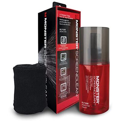 Monster Cable Screen Clean Screen Cleaner Kit Voor TV, Smartphone, Tablet of Laptop Stofwerend Spray + Niet-Schurende Microvezeldoek 200 ml Monster Cable Screen Clean Screen Cleaner Kit Voor TV, Smartphone, Tablet of Laptop Stofwerend Spray + Niet-Schurende Microvezeldoek 200 ml
