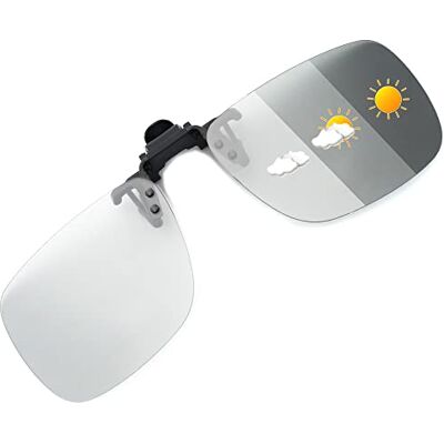 JM Clip Gepolariseerde zonnebril met frameloze Flip Up glazen voor brillen …, Fotochromisch grijs, 58*45 60mm x 42mm JM Clip Gepolariseerde zonnebril met frameloze Flip Up glazen voor brillen …, Fotochromisch grijs, 58*45 60mm x 42mm