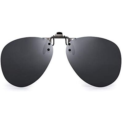 JM Clip Gepolariseerde Zonnebril Aviator Frameloze Flip Up Brillenstijl Bril, grijs. Taille unique JM Clip Gepolariseerde Zonnebril Aviator Frameloze Flip Up Brillenstijl Bril, grijs. Taille unique