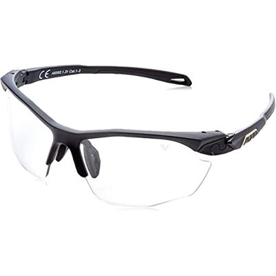 ALPINA Twist Five HR V Fotochromische, onbreekbare en condensvrije sport- en fietsbril met 100% UV-bescherming, voor volwassenen, matzwart, één maat ALPINA Twist Five HR V Fotochromische, onbreekbare en condensvrije sport- en fietsbril met 100% UV-bescherming, voor volwassenen, matzwart, één maat