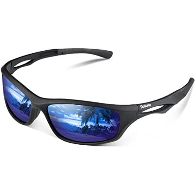 Duduma Zonnebril voor heren, gepolariseerde sportzonnebril, UV400-bescherming, sportbril voor vissen, hardlopen, fietsbrillen voor heren en dames, TR90, Zwart/Blauw, M M Duduma Zonnebril voor heren, gepolariseerde sportzonnebril, UV400-bescherming, sportbril voor vissen, hardlopen, fietsbrillen voor heren en dames, TR90, Zwart/Blauw, M M