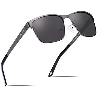 Carfia gepolariseerde zonnebril man metalen vierkante frame 100% UV400 bescherming voor rijden One size Carfia gepolariseerde zonnebril man metalen vierkante frame 100% UV400 bescherming voor rijden One size