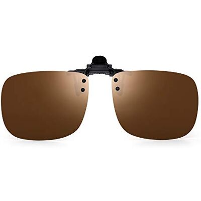 JM Gepolariseerde zonnebril, clip-on lens, frameloos, voor optische bril, bruin 58*45 JM Gepolariseerde zonnebril, clip-on lens, frameloos, voor optische bril, bruin 58*45