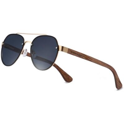 WOODONLY Pilotenzonnebril van hout zonder rand Gepolariseerde zonnebril met metalen frame voor vrouwen en mannen Perfect cadeau, grijs., M M WOODONLY Pilotenzonnebril van hout zonder rand Gepolariseerde zonnebril met metalen frame voor vrouwen en mannen Perfect cadeau, grijs., M M