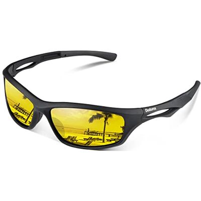 Duduma Zonnebril voor heren, gepolariseerde sportzonnebril, UV400-bescherming, sportbril voor vissen, hardlopen, fietsbrillen voor heren en dames, TR90, Mat zwart montuur met gele glazen, M M Duduma Zonnebril voor heren, gepolariseerde sportzonnebril, UV400-bescherming, sportbril voor vissen, hardlopen, fietsbrillen voor heren en dames, TR90, Mat zwart montuur met gele glazen, M M