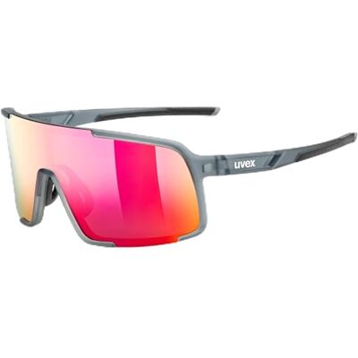 Uvex Cellon Lichte zonnebril voor dames en heren met gespiegelde glazen, Mat grijs/rood, M M Uvex Cellon Lichte zonnebril voor dames en heren met gespiegelde glazen, Mat grijs/rood, M M