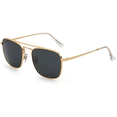 JIM HALO Retro Vierkante Piloot Zonnebril Premium Glas Platte Lens Metalen Zonnebril Mannen Vrouwen 54 mm x 22 mm JIM HALO Retro Vierkante Piloot Zonnebril Premium Glas Platte Lens Metalen Zonnebril Mannen Vrouwen 54 mm x 22 mm