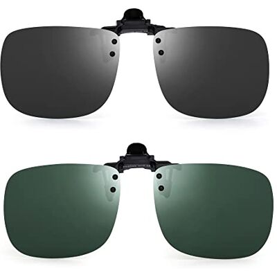 JM Montuurloze clip-on gepolariseerde zonnebril voor bril, grijs en groen, 58 x 45 cm 58*45 JM Montuurloze clip-on gepolariseerde zonnebril voor bril, grijs en groen, 58 x 45 cm 58*45