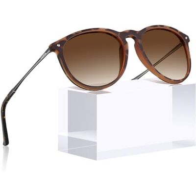 Carfia Zonnebril voor dames en heren, gepolariseerd, Cat.3, vintage, acetaat, UV400-bescherming, D5 kader, bruin, lens bruin M Carfia Zonnebril voor dames en heren, gepolariseerd, Cat.3, vintage, acetaat, UV400-bescherming, D5 kader, bruin, lens bruin M