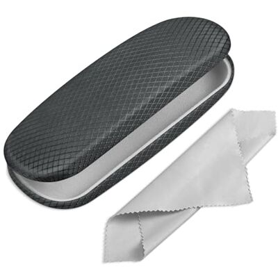 FINTIE Harde brillenkoker, draagbare hardshell brillenkoker met brillenpoetsdoekje, brillenkoker en zonnebril, plaid grijs Eén maat FINTIE Harde brillenkoker, draagbare hardshell brillenkoker met brillenpoetsdoekje, brillenkoker en zonnebril, plaid grijs Eén maat