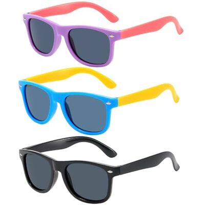 HDGSAFD Set van 3 gepolariseerde zonnebrillen voor kinderen, gepolariseerde zonnebril, uv-bescherming, modieuze zonnebril voor jongens en meisjes (meerkleurig) 129 * 125 * 42 mm HDGSAFD Set van 3 gepolariseerde zonnebrillen voor kinderen, gepolariseerde zonnebril, uv-bescherming, modieuze zonnebril voor jongens en meisjes (meerkleurig) 129 * 125 * 42 mm