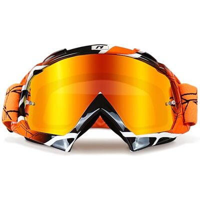 NENKI Motorcrossbril, offroad, skibril, UV400-bescherming, krasbestendig, stofdicht, winddicht, voor volwassenen, oranje NENKI Motorcrossbril, offroad, skibril, UV400-bescherming, krasbestendig, stofdicht, winddicht, voor volwassenen, oranje