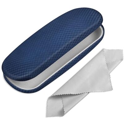 FINTIE Harde brillenkoker, draagbare hardshell brillenkoker met brillenpoetsdoekje, brillenkoker en zonnebril, Plaid Donkerblauw Eén maat FINTIE Harde brillenkoker, draagbare hardshell brillenkoker met brillenpoetsdoekje, brillenkoker en zonnebril, Plaid Donkerblauw Eén maat