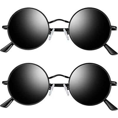 Joopin Gepolariseerde ronde zonnebril voor dames en heren, hippie, steampunk, met metalen frame, UV400 One size Joopin Gepolariseerde ronde zonnebril voor dames en heren, hippie, steampunk, met metalen frame, UV400 One size