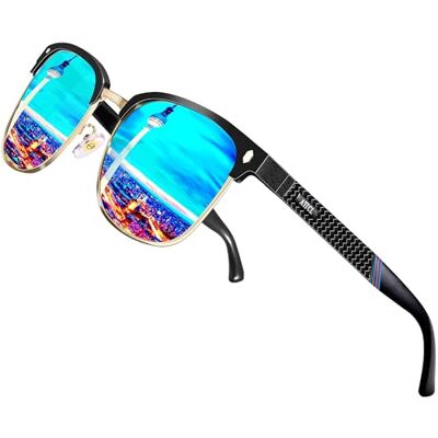 ATTCL Gepolariseerde zonnebril voor heren, Al-Mg Ultra Light metalen montuur, blauw gespiegeld, Medium M ATTCL Gepolariseerde zonnebril voor heren, Al-Mg Ultra Light metalen montuur, blauw gespiegeld, Medium M