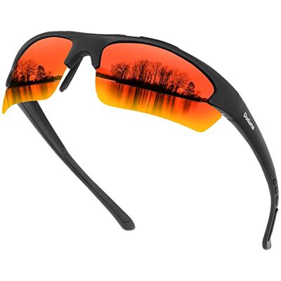 Duduma Zonnebril voor heren, gepolariseerd, sportbril, vissen, fietsen, met UV400-bescherming, voor heren en dames, TR62, Mat zwart/gespiegelde rode glazen, Eén maat Eén maat Duduma Zonnebril voor heren, gepolariseerd, sportbril, vissen, fietsen, met UV400-bescherming, voor heren en dames, TR62, Mat zwart/gespiegelde rode glazen, Eén maat Eén maat