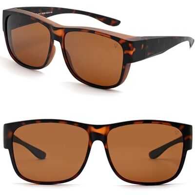 CREYESTAL Gepolariseerde zonnebril met anti-reflectie, over elkaar liggende zonnebril, ultralicht, comfortabel, voor heren en dames, 100% uv-bescherming, Bruine glazen Taille unique CREYESTAL Gepolariseerde zonnebril met anti-reflectie, over elkaar liggende zonnebril, ultralicht, comfortabel, voor heren en dames, 100% uv-bescherming, Bruine glazen Taille unique