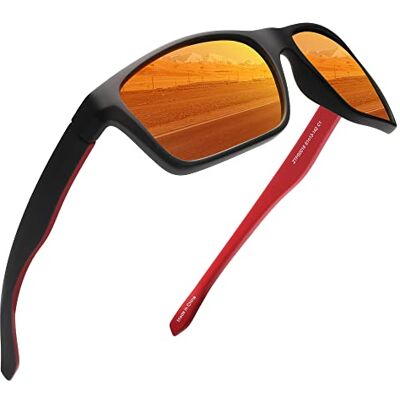 JIM HALO Gepolariseerde zonnebril voor mannen en vrouwen, wrap Around Sprot zonnebril voor fietsen, vissen en fietsen, zwart/gepolariseerd oranje. JIM HALO Gepolariseerde zonnebril voor mannen en vrouwen, wrap Around Sprot zonnebril voor fietsen, vissen en fietsen, zwart/gepolariseerd oranje.