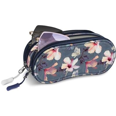 FINTIE Zachte brillenkoker voor zonnebril en bril dubbele zak om op te hangen met ritssluiting en karabijnhaak, hibiscus bloem Z, één maat, zacht FINTIE Zachte brillenkoker voor zonnebril en bril dubbele zak om op te hangen met ritssluiting en karabijnhaak, hibiscus bloem Z, één maat, zacht