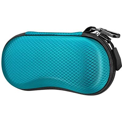 FINTIE Zonnebrillenkoker EVA krasbestendig hard etui met karabijnhaak grote brillenkoker voor dames en heren outdoor sportbril fietsbril, blauw, één maat Eén maat FINTIE Zonnebrillenkoker EVA krasbestendig hard etui met karabijnhaak grote brillenkoker voor dames en heren outdoor sportbril fietsbril, blauw, één maat Eén maat