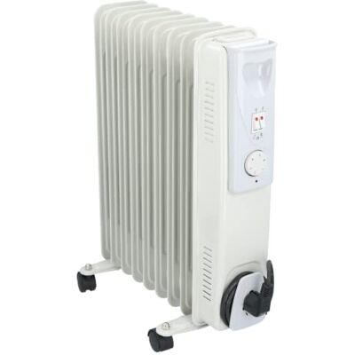 alpina Olieradiator, 2000 W, oliebadverwarming met instelbare thermostaat, elektrische verwarming met oververhittingsbeveiliging, wit alpina Olieradiator, 2000 W, oliebadverwarming met instelbare thermostaat, elektrische verwarming met oververhittingsbeveiliging, wit