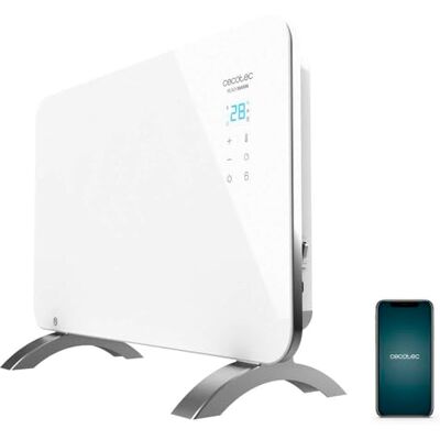 Cecotec Ready Warm 6650 Crystal Connect Elektrische radiator, energiebesparend, wifi, 1000 W, instelbare thermostaat, timer, voet, oververhittingsbeveiliging, wit Cecotec Ready Warm 6650 Crystal Connect Elektrische radiator, energiebesparend, wifi, 1000 W, instelbare thermostaat, timer, voet, oververhittingsbeveiliging, wit
