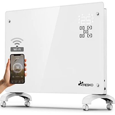TRESKO ® Convector van glas, 1500 W, app, wifi-functie, elektrische verwarming van glas, convector, verwarming, elektrische staande verwarming of wandverwarming TRESKO ® Convector van glas, 1500 W, app, wifi-functie, elektrische verwarming van glas, convector, verwarming, elektrische staande verwarming of wandverwarming