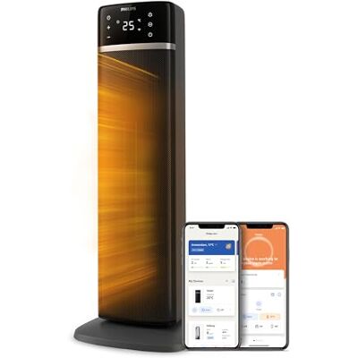 Philips Smart ventilatorkachel serie 5000, 2000 W, tot 50% energiebesparing, 4 modi, temperatuurweergave, 5 beveiligingen, oscillatie 60 graden, stil, zwart/grijs (CX5120/11) Philips Smart ventilatorkachel serie 5000, 2000 W, tot 50% energiebesparing, 4 modi, temperatuurweergave, 5 beveiligingen, oscillatie 60 graden, stil, zwart/grijs (CX5120/11)