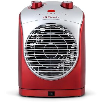Orbegozo FH 5021 Compacte ventilatorkachel 2200 W, éénvoudige ventilatie, twee warmtestanden: 1100 W en 2200 W, met thermostaat FH 5025 rood/zilver Orbegozo FH 5021 Compacte ventilatorkachel 2200 W, éénvoudige ventilatie, twee warmtestanden: 1100 W en 2200 W, met thermostaat FH 5025 rood/zilver
