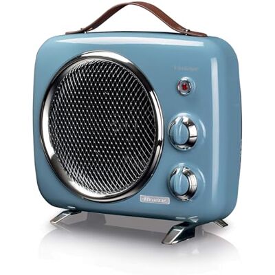 Ariete 808, Vintage ventilatorverwarming, koud en warm, instelbare thermostaat, eenvoudige draaggreep, 2000 W, lichtblauw Ariete 808, Vintage ventilatorverwarming, koud en warm, instelbare thermostaat, eenvoudige draaggreep, 2000 W, lichtblauw