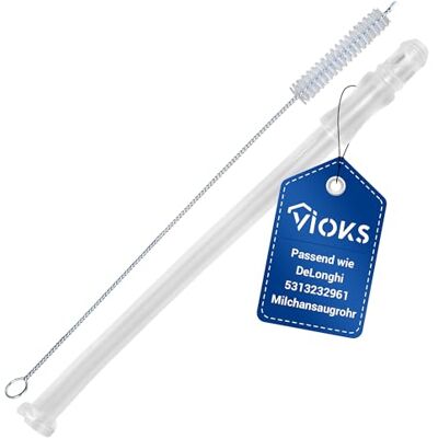 VIOKS 1 x 156 mm melkslang + 1 x vervangende reinigingsborstel voor DeLonghi 5313232961 552556 melkslang voor DeLonghi ECAM ETAM Eletta Cappuccino Dinamica koffiezetapparaat VIOKS 1 x 156 mm melkslang + 1 x vervangende reinigingsborstel voor DeLonghi 5313232961 552556 melkslang voor DeLonghi ECAM ETAM Eletta Cappuccino Dinamica koffiezetapparaat