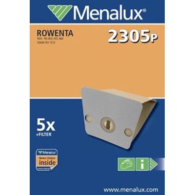 Menalux 2305 P papieren zakken voor Rowenta stofzuigers, verpakking van 5 Menalux 2305 P papieren zakken voor Rowenta stofzuigers, verpakking van 5