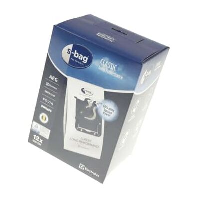 Electrolux E201SM s-bag Classic Long Performance Stofzak (Megapack, 12 stofzuigerzakken voor permanent hoge zuigkracht, optimale filtratie, hygiënische sluiting, 60% meer zuigkracht, wit) Electrolux E201SM s-bag Classic Long Performance Stofzak (Megapack, 12 stofzuigerzakken voor permanent hoge zuigkracht, optimale filtratie, hygiënische sluiting, 60% meer zuigkracht, wit)