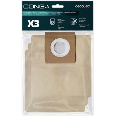 Cecotec 3 stofzuigerzakken voor Conga PowerBag 2500 Compact Plus vloerstofzuiger, inclusief zakken compatibel met Conga Powerbag 2500 Compact Plus Cecotec 3 stofzuigerzakken voor Conga PowerBag 2500 Compact Plus vloerstofzuiger, inclusief zakken compatibel met Conga Powerbag 2500 Compact Plus
