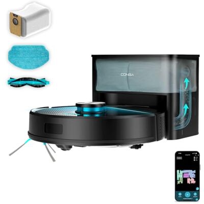 Cecotec Robot Aspirateur et Laveur de Sol avec Base d'Auto-vidage Conga Y50 X-Treme Neo. Navigation Laser, Puissance d'Aspiration 5000Pa, Base avec Réservoir 3L, Brosse Multifonction, App Cecotec Robot Aspirateur et Laveur de Sol avec Base d'Auto-vidage Conga Y50 X-Treme Neo. Navigation Laser, Puissance d'Aspiration 5000Pa, Base avec Réservoir 3L, Brosse Multifonction, App