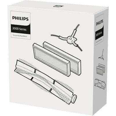 Philips Accessoires voor robotstofzuiger 2000/3000, vervangingsset 2 wasbare filters, hoofdborstel, zijborstel, voor stofzuiger XU3100/01, XU3110/02, XU3000/01 & /02 (XV1433/00) Philips Accessoires voor robotstofzuiger 2000/3000, vervangingsset 2 wasbare filters, hoofdborstel, zijborstel, voor stofzuiger XU3100/01, XU3110/02, XU3000/01 & /02 (XV1433/00)