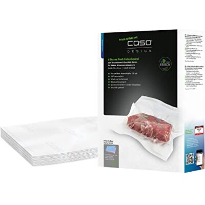 Caso 50 stuks professionele vacuümzakken, 6 sterren, 30 x 40 cm, voor alle vacuümmachines, sterk en scheurvast, ca. 150 micron, BPA-vrij Caso 50 stuks professionele vacuümzakken, 6 sterren, 30 x 40 cm, voor alle vacuümmachines, sterk en scheurvast, ca. 150 micron, BPA-vrij