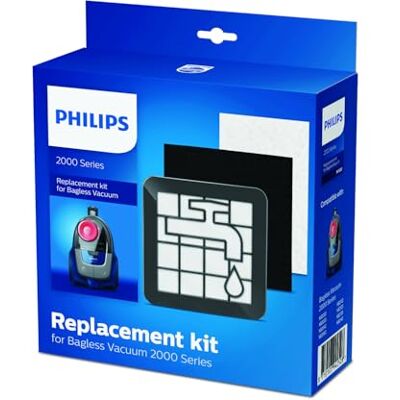Philips XV1220/01, reserve-filterset voor zakloze stofzuiger serie 2000, zwart/wit Philips XV1220/01, reserve-filterset voor zakloze stofzuiger serie 2000, zwart/wit