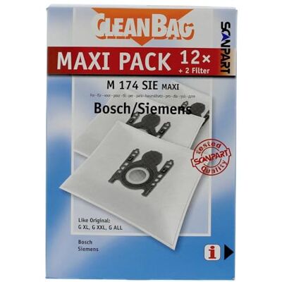 Scanpart Stofzuigerzakken Maxi Pack M 174 SIE, zoals de originele Bosch Siemens: G XL, G XXL, G ALL Scanpart Stofzuigerzakken Maxi Pack M 174 SIE, zoals de originele Bosch Siemens: G XL, G XXL, G ALL