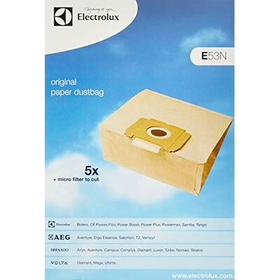 Electrolux Originele en authentieke filterset en papieren zakken voor PowerPlus, PowerMax serie (verpakking van 5 en 1, E53N) Electrolux Originele en authentieke filterset en papieren zakken voor PowerPlus, PowerMax serie (verpakking van 5 en 1, E53N)