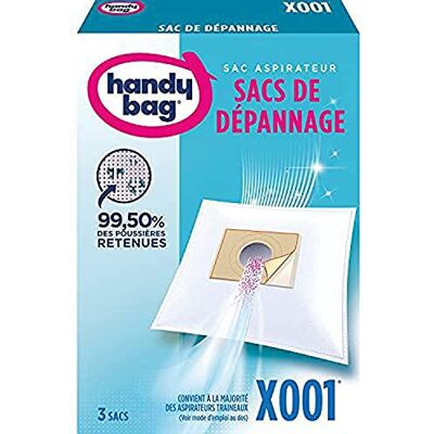 Handy Bag Stofzuigerzakken X001 x 3 zakken Geschikt voor de meeste stofzuigers 99,50% van het stof Handy Bag Stofzuigerzakken X001 x 3 zakken Geschikt voor de meeste stofzuigers 99,50% van het stof