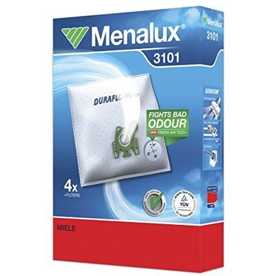 Menalux 3101, 4 x Duraflow synthetische stofzuigerzakken, voor Miele Complete C2, Complete C3, type GN, S2, S5, S8, S8310, S8340 en Hoover ATC18 Menalux 3101, 4 x Duraflow synthetische stofzuigerzakken, voor Miele Complete C2, Complete C3, type GN, S2, S5, S8, S8310, S8340 en Hoover ATC18
