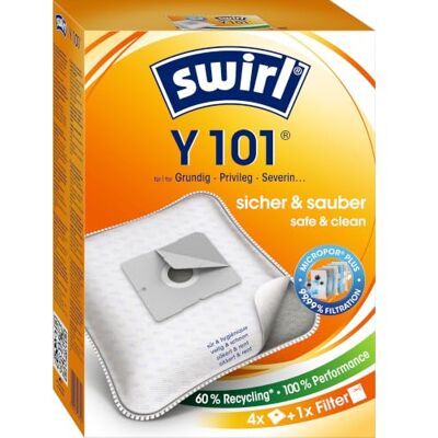 Swirl Y101 Ecopor 4 stofzuigerzakken voor AEG, Dirt Devil, Grundig met anti-allergeenfilter Swirl Y101 Ecopor 4 stofzuigerzakken voor AEG, Dirt Devil, Grundig met anti-allergeenfilter