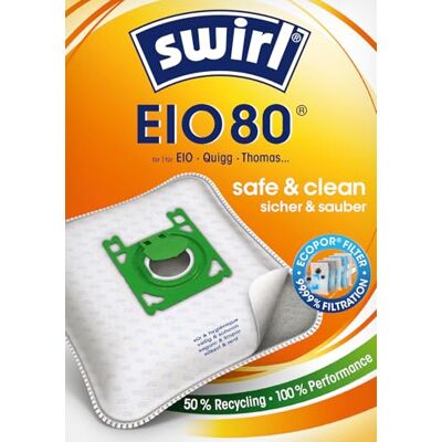 Swirl EIO 80 EcoPor 10 scheurvaste stofzuigerzakken voor sommige EIO, Dirt Devil, Edeka & Thomas stofzuigers, in milieuvriendelijke doos, filtratie bij 99,9% van de Swirl EIO 80 EcoPor 10 scheurvaste stofzuigerzakken voor sommige EIO, Dirt Devil, Edeka & Thomas stofzuigers, in milieuvriendelijke doos, filtratie bij 99,9% van de